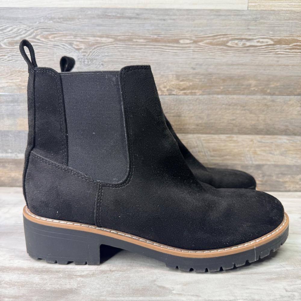Kensi Kayla B Black Faux Suede Lug Sole‎ Chelsea Ankle Boots KS242100 Womens 8M